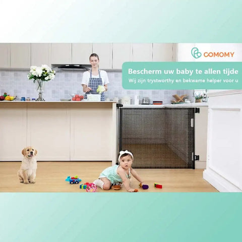 Door gate - Child gate - Dog door gate - Durable protective net - 140cm - Black