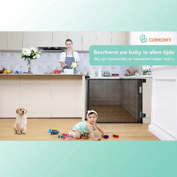 Door gate - Child gate - Dog door gate - Durable protective net - 140cm - Black