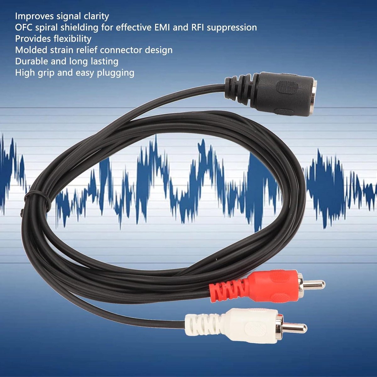 OFC Spiral Shield Molded Trekontlasting Connector Design - Sound Adapter Kabel voor CD Speler VCR DVD .