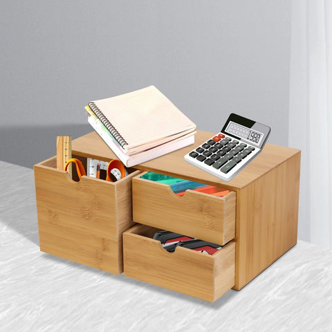Bureau-organizer - Lades - Bureau-accessoires - Bureaukast - 33 cm x 19 cm x 16 cm - Bamboe - Houtkleur