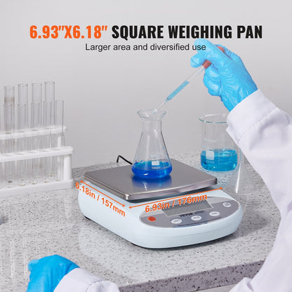 Laboratoriumweegschaal - Analytische Balans - Roestvrijstalen Bakje - Breed Toepassingsgebied voor Laboratoria - Juwelierszaken - Onderzoeksinstellingen - 0,01g Nauwkeurigheid - LCD Scherm