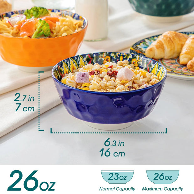 Vancasso - Serviesgoed - Keramisch - Bohemian Stijl - Diner- en Dessertbord Set - Ontbijtgranen- en Pastakom - 12-delige Set