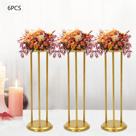 Set van 6 Gouden Bloemenstands - 80 cm Hoge Decoratieve Middelpunt Vazen voor Bruiloften en Feestdecoratie - Bruiloft Decoratie - Luxe Bloem Display Stand