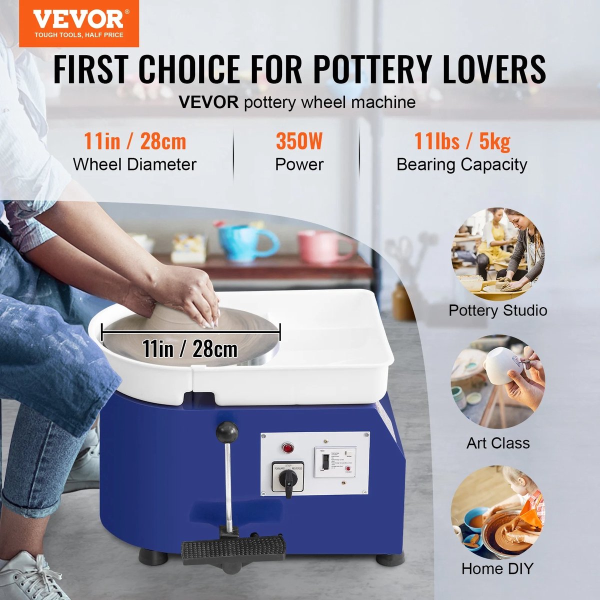 Pottenbakken - Pottenbakkersschijf - Draaischijf - Draaischijf Pottenbakker - Boetseerschijf - Boetseertafel - Pottenbakkerwiel - 450W - 28cm