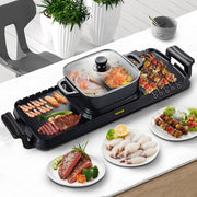 Elektrische BBQ - Pan Grill en Hot Pot - Krachtig 2400W - Draagbaar en Rookvrij - Afneembare Anti-aanbaklaag - BBQ - Gourmet - Grill - Kookgerei - Koken - Grillen
