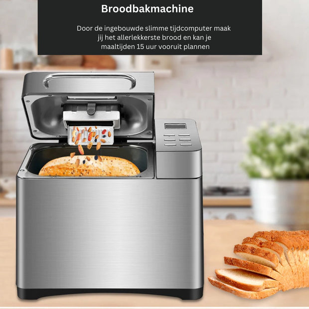 Broodmachine - Broodbakmachine - Brood Maker Machine - Brood Maker - Keukenmachine - Automatische broodbakmachine - 650W - Zilver - 1000g