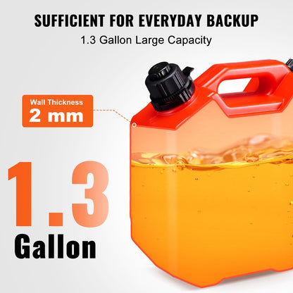 Benzinekan - Brandstoftank met Uitloop en Afsluitbare Beugel - Benzineopslagcontainer - Automatische Uitschakelfunctie en Instelbaar Debiet - Compatibel met de Meeste Voertuigen - 5 Liter - Rood