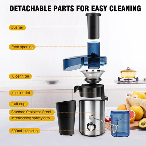 Sap Machine - Juicer - Sapcentrifuge - Centrifuge - Vers Sappers - Smoothie Maker - Citruspers - Groentepers - Professionele Juicer - Multifunctionele Sapmachine - RVS