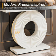 Moderne Consoletafel - Dressoirtafel - Bloemvormige Basis - Bijzettafel - Hout - Wit - 30 x 100 x 79 cm