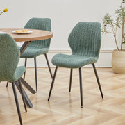 Eetkamerstoelen set van 4 - Rugleuning - Fauteuil - Woonkamerstoelen - Kuipstoelen - Comfi Linnen Stof - Gewatteerde zitting - Metalen poten - Groen