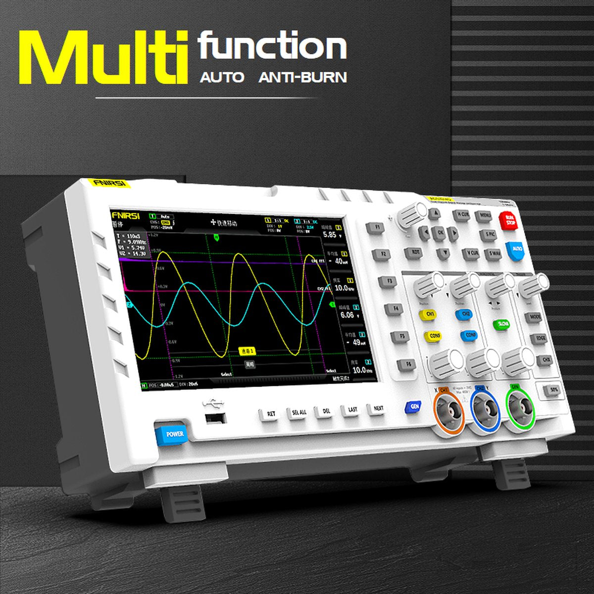 Digitale Oscilloscoop - Multimeter - Digitale Multimeter - 2 in 1 - Dual Channel - 100Mhz - 1gsa/S - 2 Ana-log - 50, 000wfm/s - 30KB - Wit - QUORE