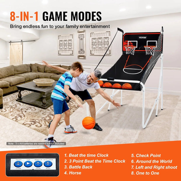 Basketbal Arcade - Inclusief 4 Ballen En Pomp - Opvouwbaar - 80x54x81 inch