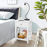 Nachtkastjes set - 1 lade - open opbergvak - X-vormige steunpoten - moderne houten bijzettafel - slaapkamer/woonkamer - 40 × 30 × 55 cm