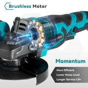 Slijpmachine - Haakse Slijper - Slijper - Elektrische Slijper - 2x Accu - Met Koffer - Met Accessoires - Blauw