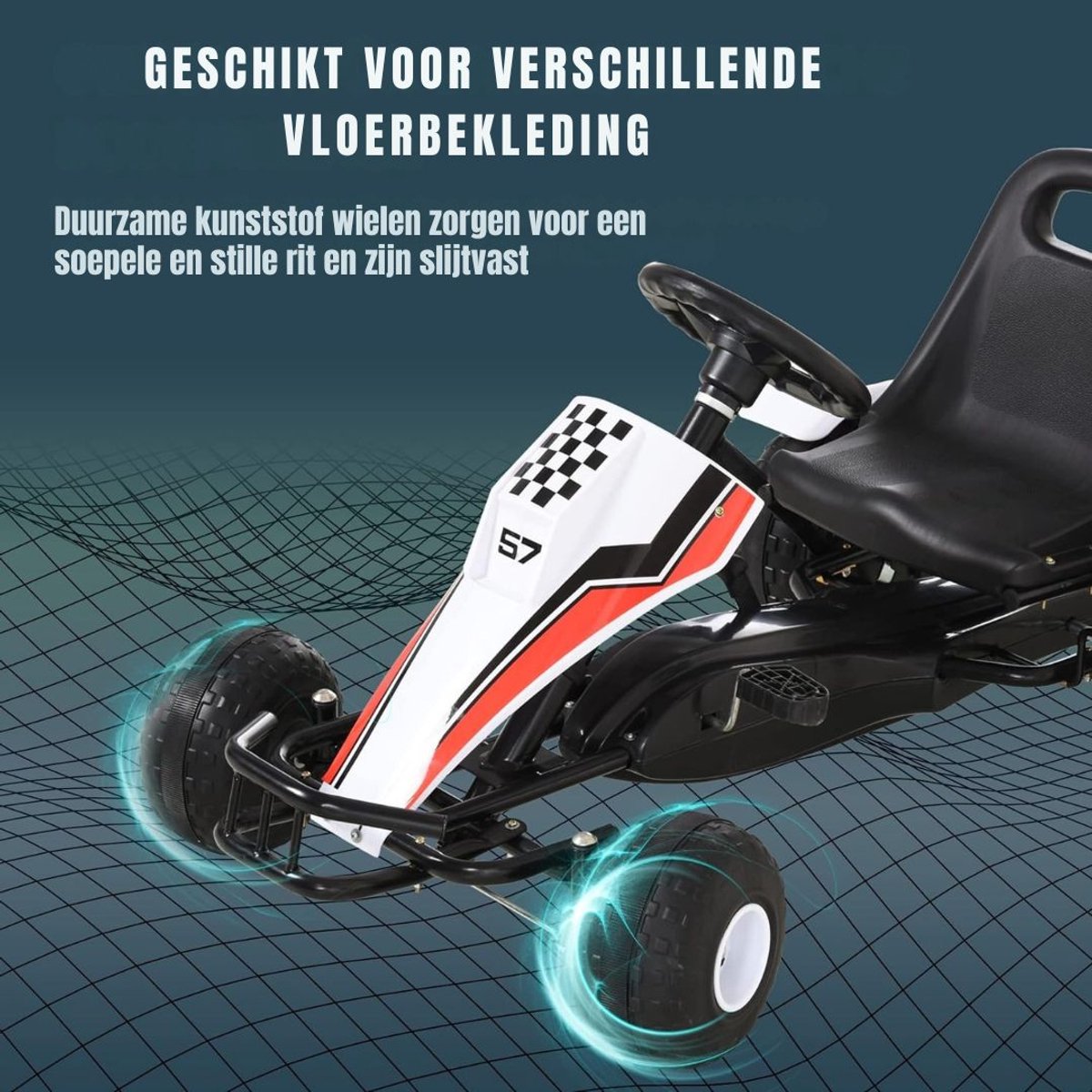 Skelters voor Jongens - Ligfiets - Verstelbaar Zadel - 104x66x57cm - Zwart/Wit