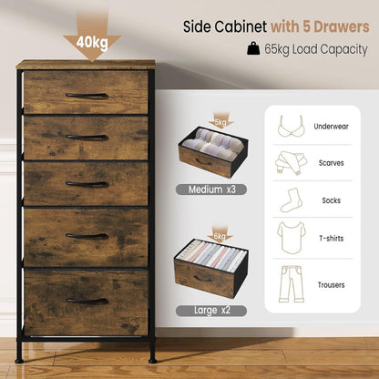 Ladekast - Ladenkastje - Ladenkast - Ladekastje - Ladekasten Slaapkamer - Commode - 45x95x30 Cm - Hout & Stof