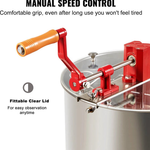 Honing - Extractor - Honing Extractor - Manueel - Honingslinger - 3 Frames - Honing centrifuge - Handmatig - Roestvrij Staal