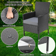 Garden set - Balcony set - Rattan Wicker Chairs - Incl. Table - Terrace - Balcony - Garden furniture - Bistro Set - With Cushions - Gray