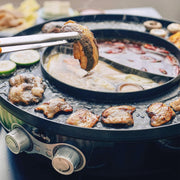 Hotpot Pan met Koreaanse BBQ-grill - Elektrische 2-in-1 Fondue en Rookloze Barbecue 220V 2200W