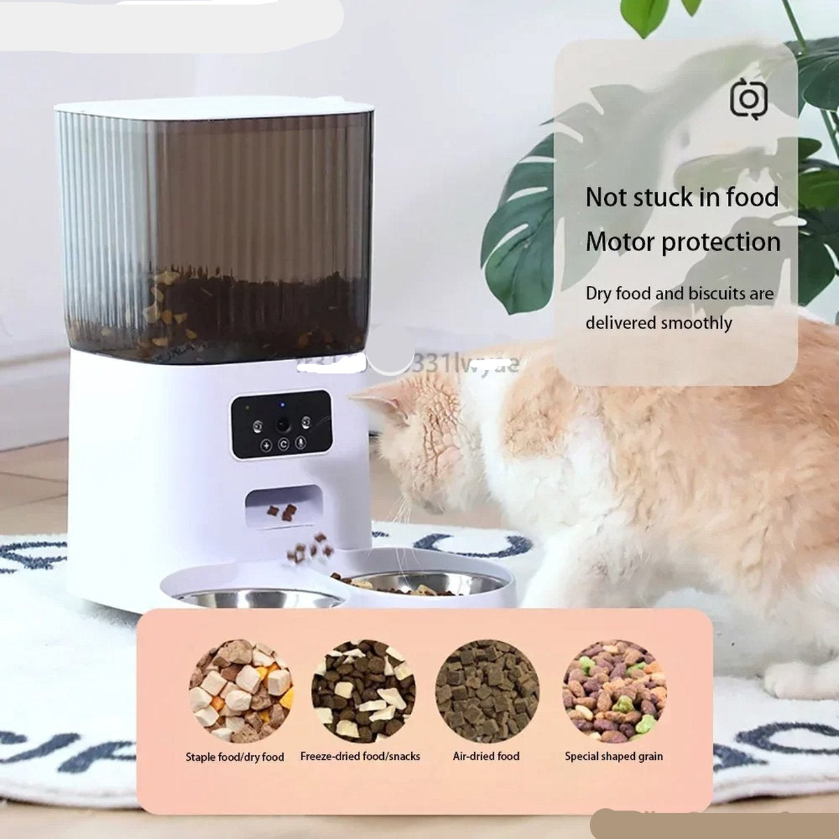 Voerbak Kat V8 - Automatische Kattenvoerbak - 5 Liter - APP Video-Voice Control - Camera - Wifi - Sensor - Compact 20*33*33cm - Wit