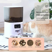 Voerbak Kat V8 - Automatische Kattenvoerbak - 5 Liter - APP Video-Voice Control - Camera - Wifi - Sensor - Compact 20*33*33cm - Wit