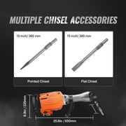 Breekhamer - 2200W - Elektrische Sloophamer - 360° Verstelbare Handgreep - Met 2 Beitelset - Voor Beton en Blokken