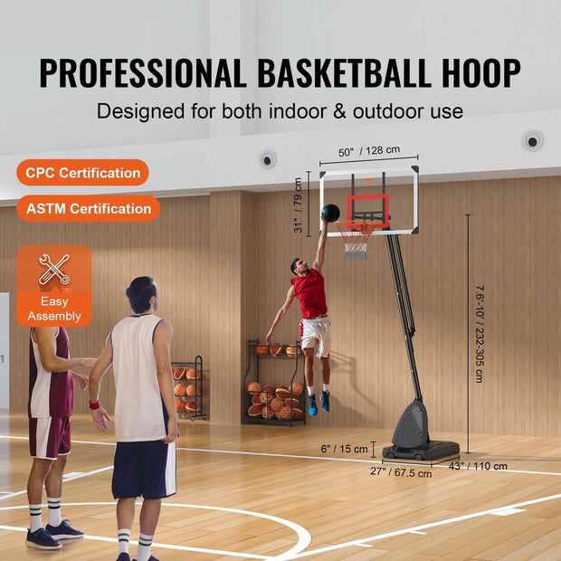 Verstelbare Basketbalpaal - Stevige Basketbalring voor Buiten - 2,3 tot 3 Meter Hoog - Perfect voor Training en Wedstrijden