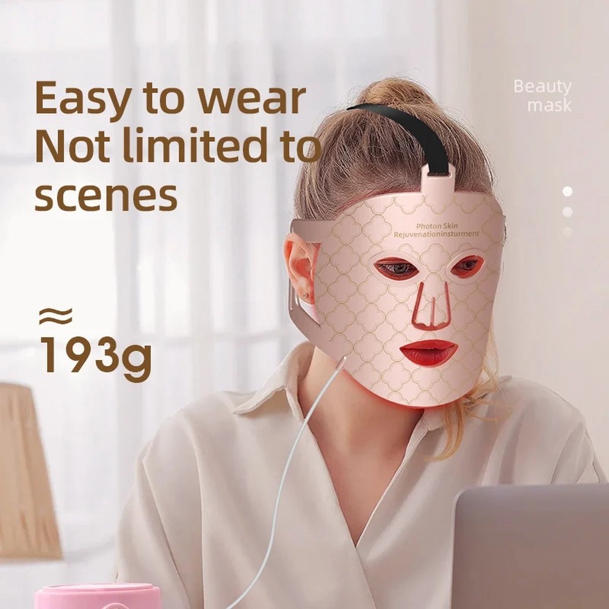 LED Gezichtsmasker - LED Face Mask - Anti Veroudering - Anti Aging - Beauty Masker Met LED-Lichttechnologie - Rosé