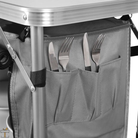 Campingkeuken Inklapbaar - 2 in 1 - Camping kast - Kampeer buitenkeuken - Kooktafel - Opvouwbaar