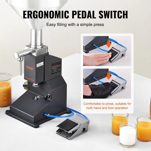 Handmatige vulmachine - Vloeistofvulmachine - 5 - 50 ml - 10 liter trechter - Met pedaal - Verstelbare capaciteit - Voor diverse vloeistoffen