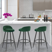 Barkruk – Barkrukken Set van 2 – Barkruk met Rugleuning – Bar Stool –Zitvlak Fluweel- Barkrukken met Voetensteun –  Zithoogte 69,5 cm - Donkergroen fluweel