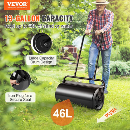 Gazonwals - Robuuste Stalen Frame - Grote Capaciteit Van 46 Liter - 69.5 x 32 x 113 cm  - Eenvoudig Te Gebruiken En Op Te Bergen - Met U-Vormig Handvat - Voor Tuinen - Boerderijen En Grote Groene Parken