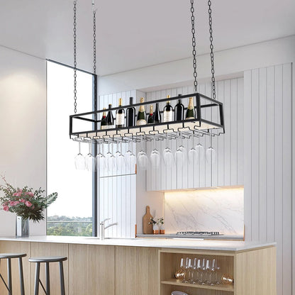Wine rack - Wine glass holder - Wine rack for ceiling - Kitchen rack - 100 x 25 x 22 cm - Load capacity 75kg