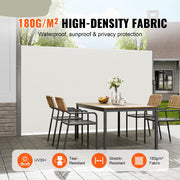 Zijluifel - 200 x 300 cm - Polyesterweefsel (180 g/m²), PU-coating, met Uitschuifbare Handgreep en Veermechanisme, voor Balkons en Terrassen, Beige