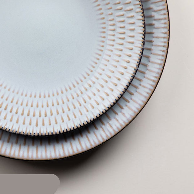 Serviesset – 32 delig – 8 persoons –Porselein - Luxe – Bordenset – Dinner platen – Dessertborden - Kommen - Mokken - Set - Grijs - Pluvo