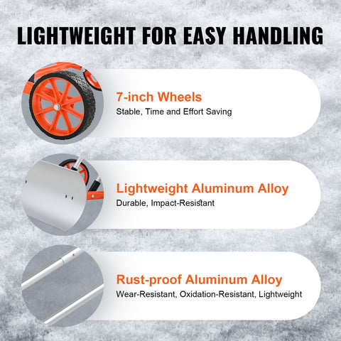 Sneeuwschep - 30-Inch Duwschild - 15° Hellend Ontwerp - Aluminium U-Vormige Handgreep - Efficiënt en Krachtig - Geschikt voor Thuis en Commercieel Gebruik - 120 x 74.5 x 25 cm