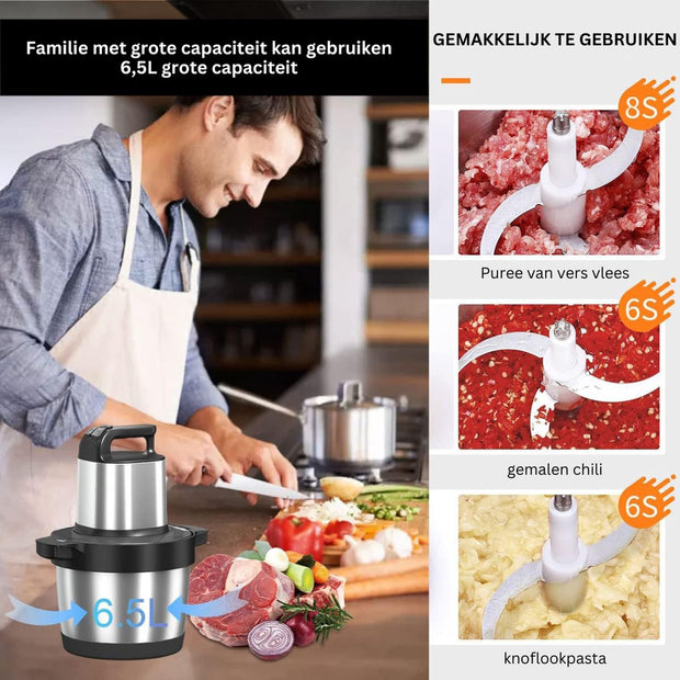 Elektrische Groentesnijder Multifunctioneel - Vleesmolen - Gehaktmolen - Uiensnijder - Zwart