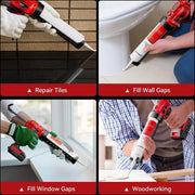 Kitspuit - Kitpistool - Elektrische Kitpistool - Inclusief: 2 Accu's & Oplader - Met LED Licht - Anti Lek - 4 Versnellingen - Rood