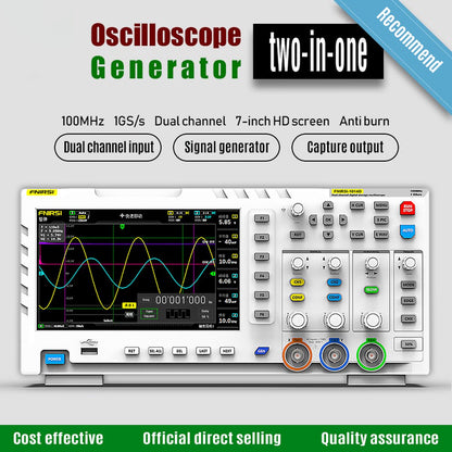 Digitale Oscilloscoop - Multimeter - Digitale Multimeter - 2 in 1 - Dual Channel - 100Mhz - 1gsa/S - 2 Ana-log - 50, 000wfm/s - 30KB - Wit - QUORE