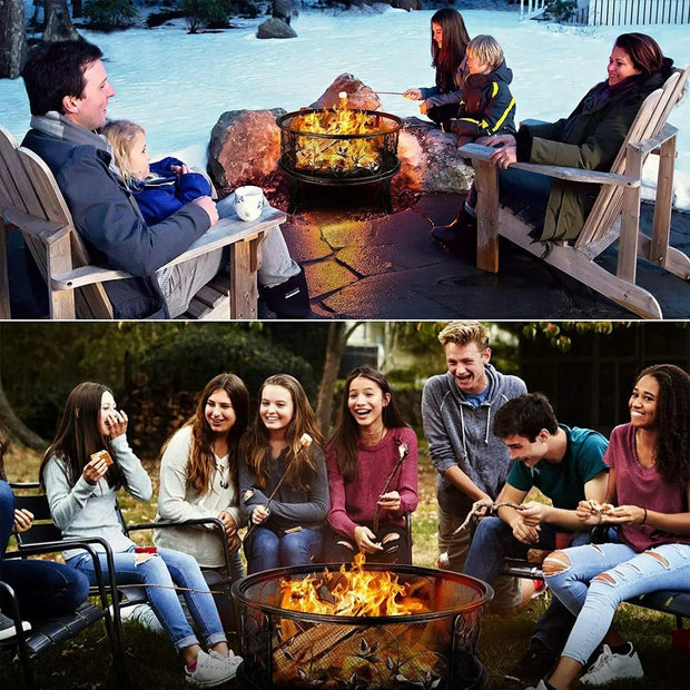 Vuurschaal 71Cm Vuurkorf Vuurkorf Met Vonkbeschermingsrooster-Poker-Houtskoolrooster-Voor Verwarming-Bbq-Barbacoa-Voor Tuin