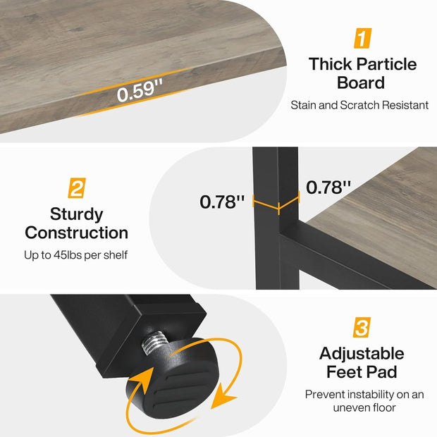 Boekenkast - Boekenrek met 5 Planken - Industrieel Vintage - Kasten Spaanplaat - Grijs en Zwart - 100 x 30 x 180 cm