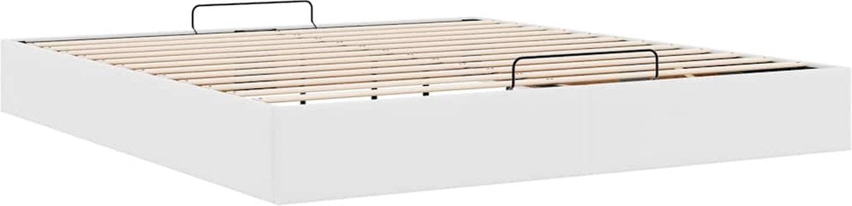 Bedframe 160x200 cm - Wit Kunstleer Bed Frame - Boxspring - Tweepersoonsbed - Slaapcomfort - Modern Design