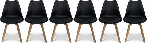 Set van 6 eetkamerstoelen, nils, 42x55x81cm Nordic - Middeleeuwse Eetkamerstoelen Pu Gewatteerde Stoel