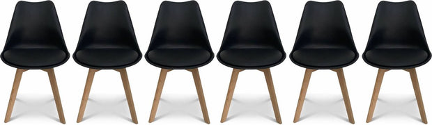 Set van 6 eetkamerstoelen, nils, 42x55x81cm Nordic - Middeleeuwse Eetkamerstoelen Pu Gewatteerde Stoel