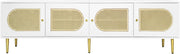 Wit Rattan - TV Cabinet - 180x40x50cm - 4 Rattan-Deuren - Verstelbare Planken - en Kabelbeheer voor Televisies tot 80 inch - Tv-Kast - Lowboards