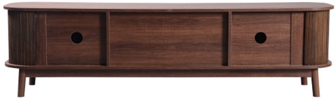 TV-Meubel - van Natuurlijke Houtmix - met Deuren en Lades - TV-Meubel met Rotan Zijkanten - Opbergoplossing - Natuurlijke - Landhuisstijl