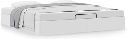 Bedframe 160x200 cm - Wit Kunstleer Bed Frame - Boxspring - Tweepersoonsbed - Slaapcomfort - Modern Design