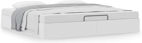 Bedframe 160x200 cm - Wit Kunstleer Bed Frame - Boxspring - Tweepersoonsbed - Slaapcomfort - Modern Design