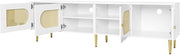 Wit Rattan - TV Cabinet - 180x40x50cm - 4 Rattan-Deuren - Verstelbare Planken - en Kabelbeheer voor Televisies tot 80 inch - Tv-Kast - Lowboards