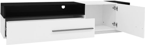 Modern Tv-kast - in Wit - Met een Uniek Patroon - 170x38x42cm - voor Televisie tot 80 inch - Twee Deuren - Kabelbeheer